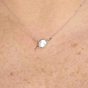Pickleball Necklace Pendant Mother of Pearl Shell Racket Charm Adjustable Sterling Silver Ball Chain Perfect Handmade Gift Dainty Minimalist