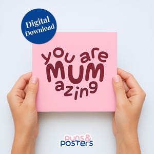 Você é incrível! – Cartão de felicitações em formato de coração para o Dia das Mães - Download instantâneo