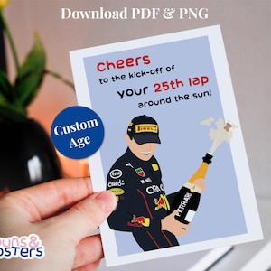 Anpassbare Formel-1-Geburtstagskarte mit Max Verstappen | Digitaler Download | Geschenkidee für F1-Fans | Brauch