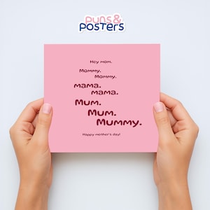 Ciao mamma. mamma. mamma. mamma. madre. madre. mummia. mummia. Buona festa della mamma! - Biglietto di auguri per la festa della mamma - 13,5x13,5 cm piegato