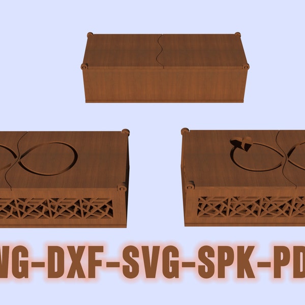 decorative wooden cnc box jewelry box different patterns spk dxf dwg svg pdf files are available valentine's day souvenir