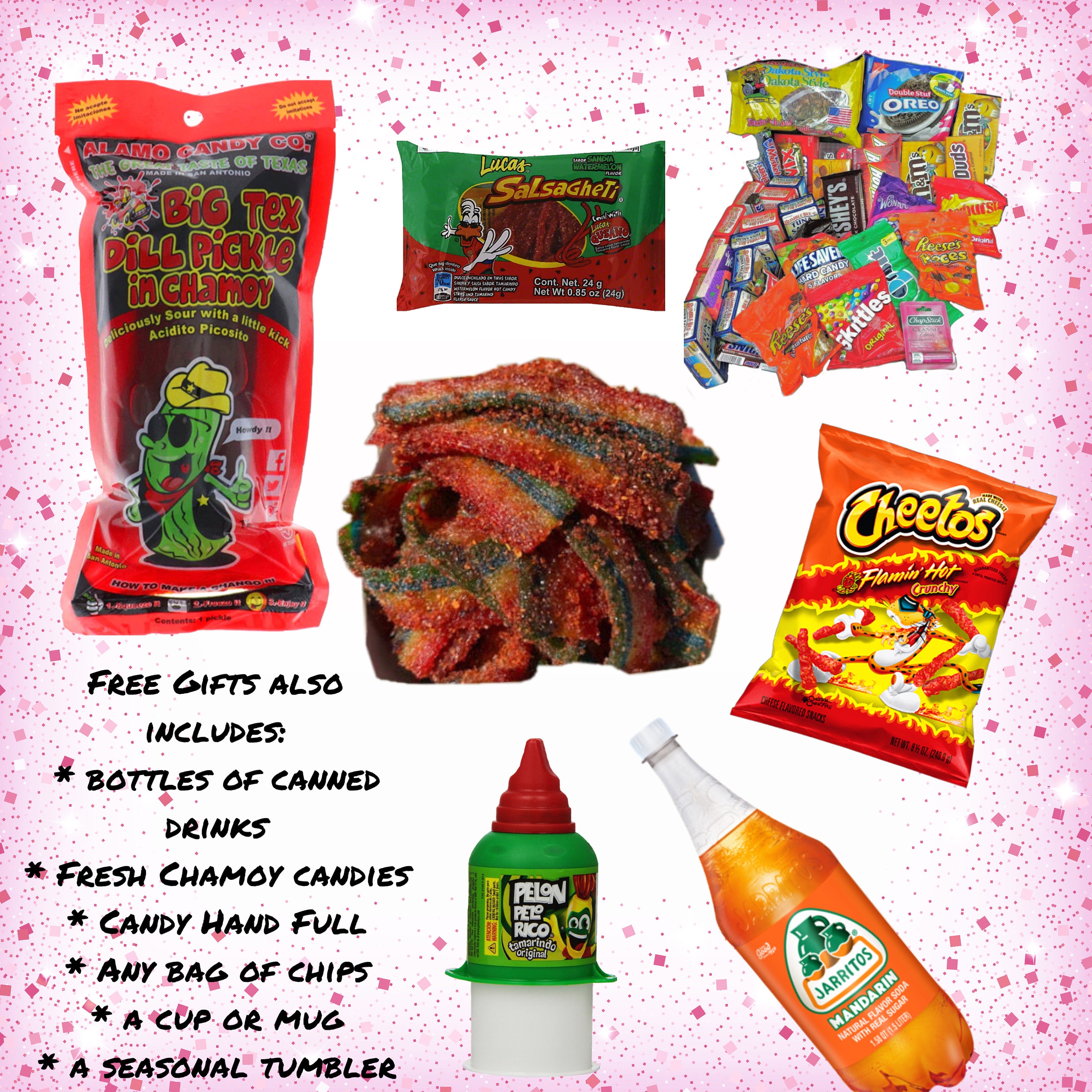 13 ITEMS Chamoy Pickle Kit With Side of Chamoy Covered Gushers, Tajin