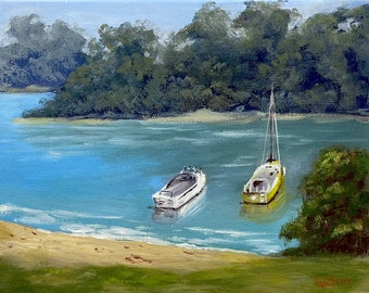 Anchored Boats on Noosa River