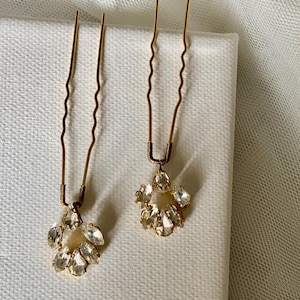 Gold Crystal Bridal Hair Pin, Minimalist Wedding Hair Accessory, Hair Jewelry For Bride