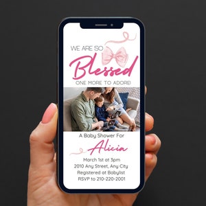 Blessed Christian Baby Invitation, Bible Verse Baby Invitation, Christian Baby Shower Invitation with Photo, Christian Baby Invitation