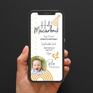Holy Macaroni Pasta Invitation, Pasta Party Invite, Mac and Cheese Invitation, Pasta Birthday Invitation