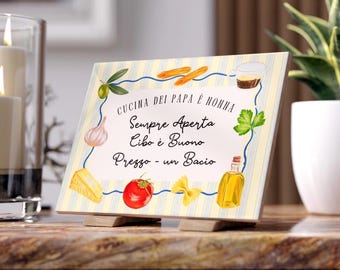 Letrero de cerámica personalizado para cocina, letrero de cocina italiana, cerámica italiana, letrero decorativo para cocina, cocina italiana, letrero de pasta italiana