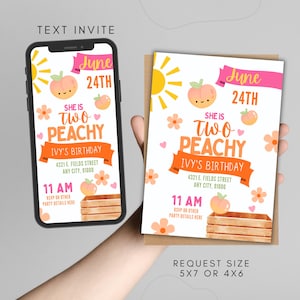 Two Peachy Birthday Invitation, Peach 2nd Birthday Invite, Two Peachy, Peach Birthday, Peach 2nd Birthday, Two Peachy Birthday Party