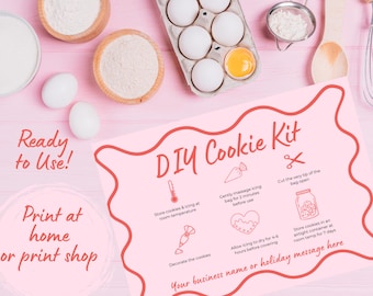 DIY Cookie Kit Instruction, Wavy Squiggle Cookie Card Template, DIY Valentine Cookie Card
