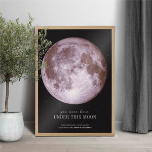 Personalized gift | custom moon phase | custom moon phase print poster | moon phase by date | wall art | keepsake gift | digital download
