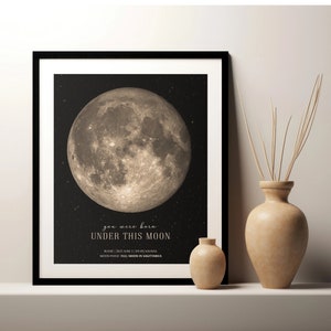 Personalized gift | custom moon phase | custom moon phase print poster | moon phase by date | wall art | keepsake gift | digital download |