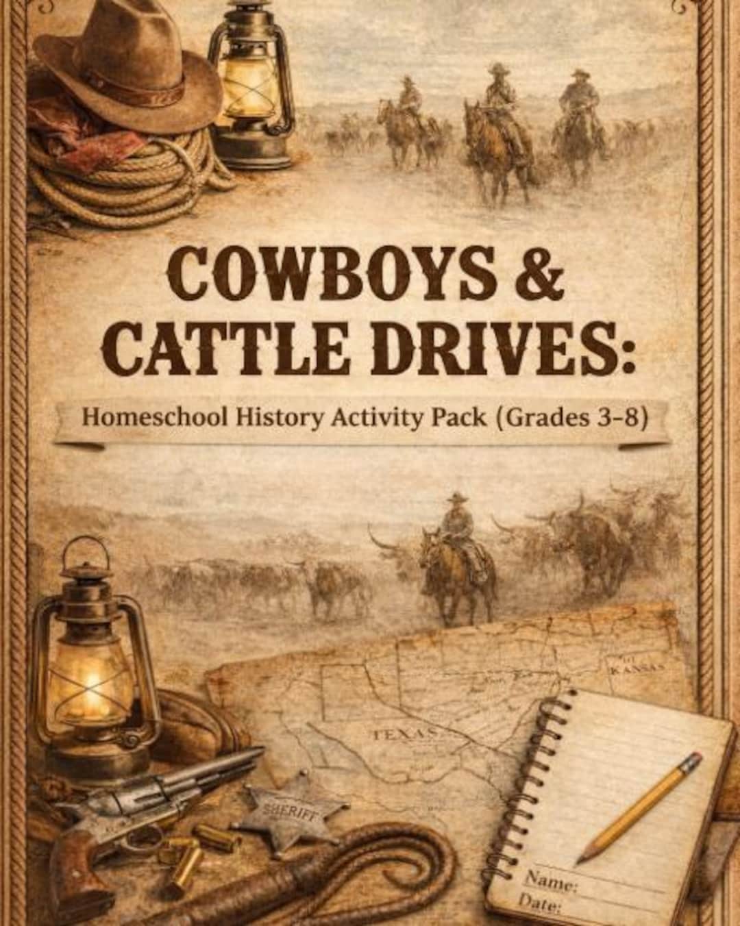 Cowboys & Cattle Drives Unit Study | Wild West Homeschool Printable ...