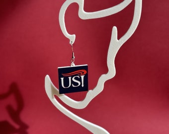 Universidad del Sur de Indiana / Pendientes colgantes livianos de acero quirúrgico hipoalergénico / Llavero con pinza de langosta