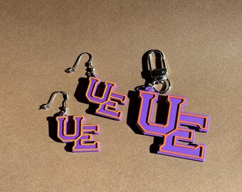 Universidad de Evansville / Pendientes colgantes livianos de acero quirúrgico hipoalergénico / Llavero con forma de pinza de langosta