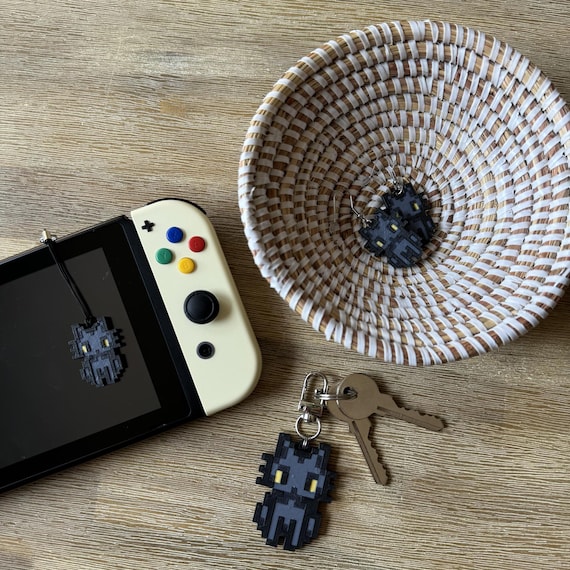 Stardew Valley Black Cat | Nintendo Switch Charm Dust Plug | Hypoallergenic Surgical Steel Lightweight Earrings | Keychain