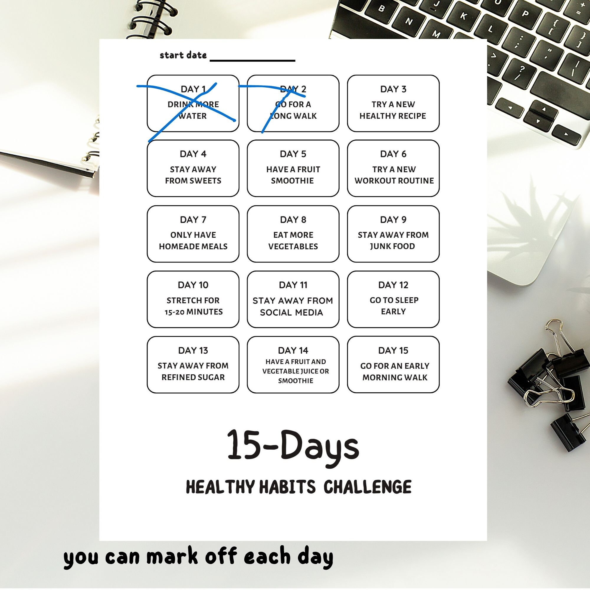 Printable Healthy Habits Challenge, Healthy Habits Tracker, 15 Day ...
