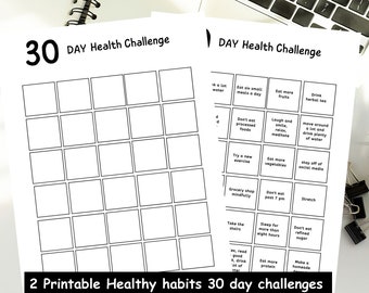 Desafío de salud de 30 días imprimible: Seguimiento de hábitos saludables (PDF)