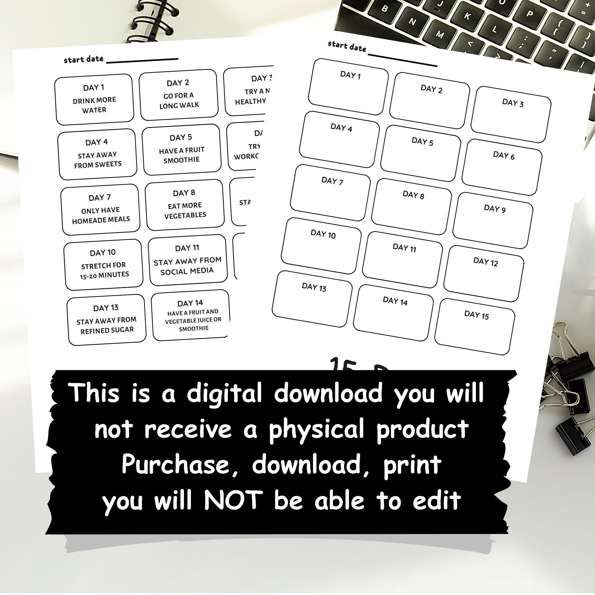 Printable Healthy Habits Challenge, Healthy Habits Tracker, 15 Day ...