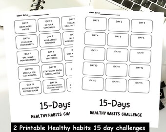 Printable healthy habits challenge, Healthy habits tracker, 15 day healthy challenges, workout and healthy meal challenges, instant download