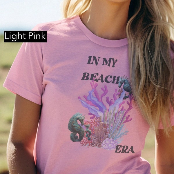 Seaside Elegance Cotton Tee, Graceful Seahorses Dancing in the Summer Sun for the beach lover and great gift