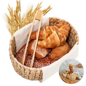 Woven Bread Warmer Basket with Natural Warming Stone