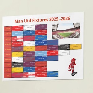 Man Utd FC Premier League Fixtures 2025 /26,Premier League Schedule | Digital Download | Man Utd Fan Gift