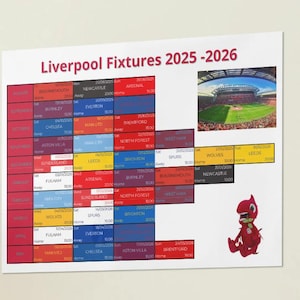 Liverpool FC Premier League Fixtures 2025 /26,Premier League Schedule | Digital Download | Liverpool Fan Gift