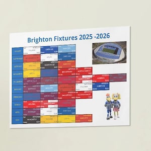 Brighton Hove Albion FC Premier League Fixtures 2025 /26,Premier League Schedule | Digital Download | Brighton Fan Gift