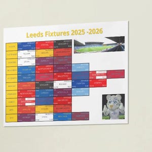 Leeds United FC Premier League Fixtures 2025 /26,Premier League Schedule | Digital Download | Leeds Fan Gift