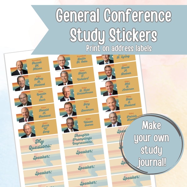 General Conference Stickers for Study Notebook Activity Day Girls Young Women Youth Teen Ministering Sister Gift for Conference LDS Journal