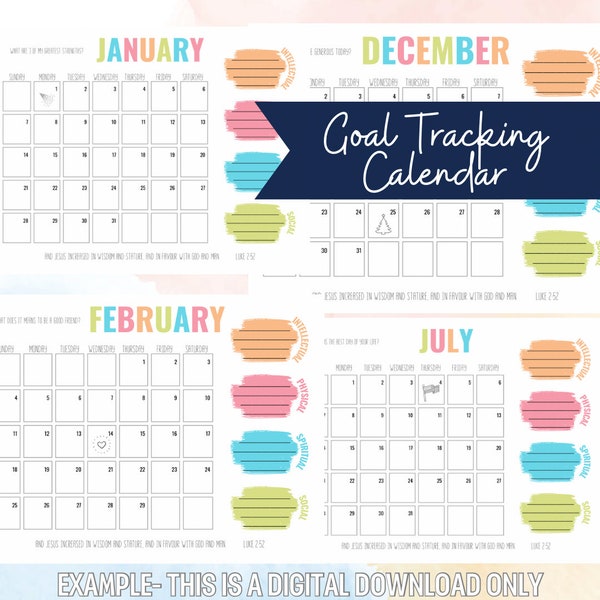 Lds goal setting calendar tracker goals children and youth new year 2024 activity days family organization activity kid plan young women