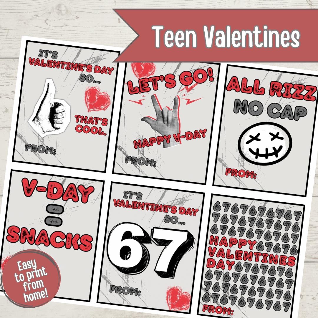 Teen Boy Valentine Cards Rizz Valentine Set | No Cap Cool Valentines ...