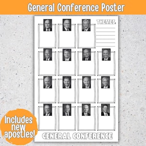 LDS General Conference Activity for families, children, teens, youth Take notes journal prep 18x24 or 24x36 sizes available large poster