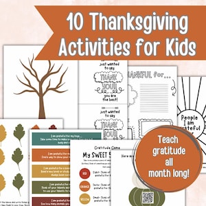 Thanksgiving-Aktivitäten für Kinder Teach Graity im November für Familien | Ausmalbilder Dankeschön-Notizen dankbare Baumkinder Vorschulspaß
