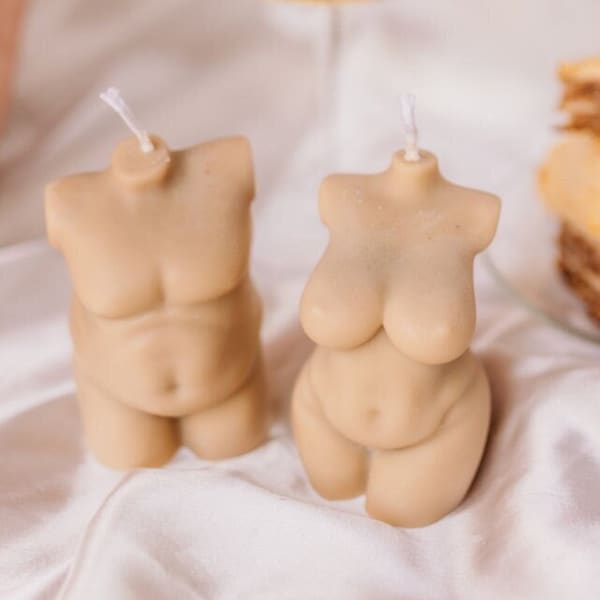 Curvy Couple(set of 2 beautiful candles), curvy body candles, Naked Guy Type Candle, Body Candle, Body Image Candle, female plus size candle