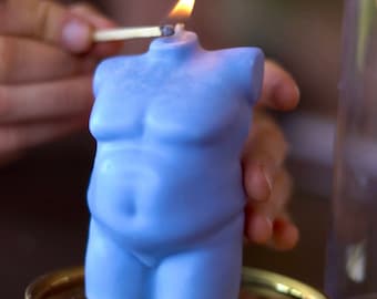 Chubby Male Bust Candle, Curvy Torso Candle