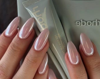 Pink Chrome Press On Nails – Handmade Mirror Effect False Nails – Short Nails – Reusable Nail Extensions- Elegant Nails