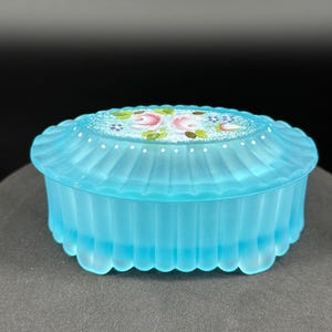 Fenton Blue Trinket Box - Etsy
