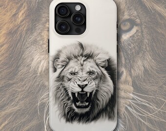 Fierce Lion Tough iPhone Case, Wild Animal iPhone Cover, Protective Phone Case, Roaring Lion Art, Unique Animal Design, Gift for Dad, Nature