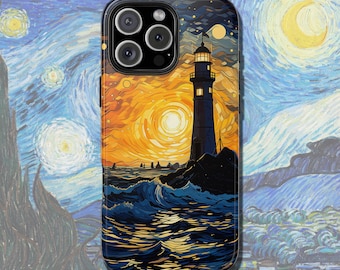 Van Gogh Inspired Lighthouse Tough iPhone Case, iPhone 16 iPhone, Pro Max 15 Case, iPhone 14 Case, Phone Case Gift Birthday , Art Lover Gift