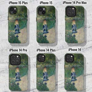 May include: A set of six phone cases featuring a painting of a young girl in a garden. The cases are available for iPhone 15 Plus, iPhone 15, iPhone 14 Pro Max, iPhone 14 Pro, iPhone 14 Plus, and iPhone 14.