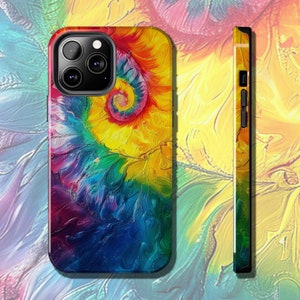 Colorful Tie Dye Paint Swirl Tough iPhone Case, Vibrant Swirl Protective Phone Cover, Artistic, Unique Gift, Art Lover Gift, Groovy, Artsy