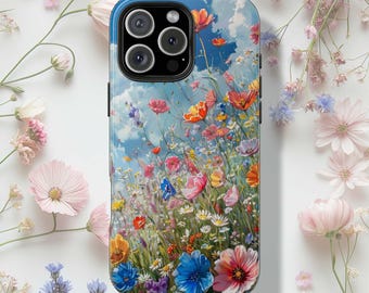 Vibrant Wildflower iPhone Case, Gift for Nature Lovers Tough iPhone Case iPhone, iPhone 16 15 14 13 12 11 Case Phone Gift iPhone 16 Pro Max