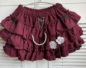 y2k red handmade remake skirts mini skirts y2k skirts lace skirts shorts cake skirts lolita skirts punk skirts for women girl party