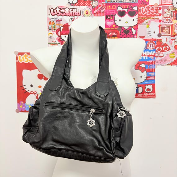 Y2K Handmade Shoulder Bag Punk Leather Tote Bag Chain Rivet