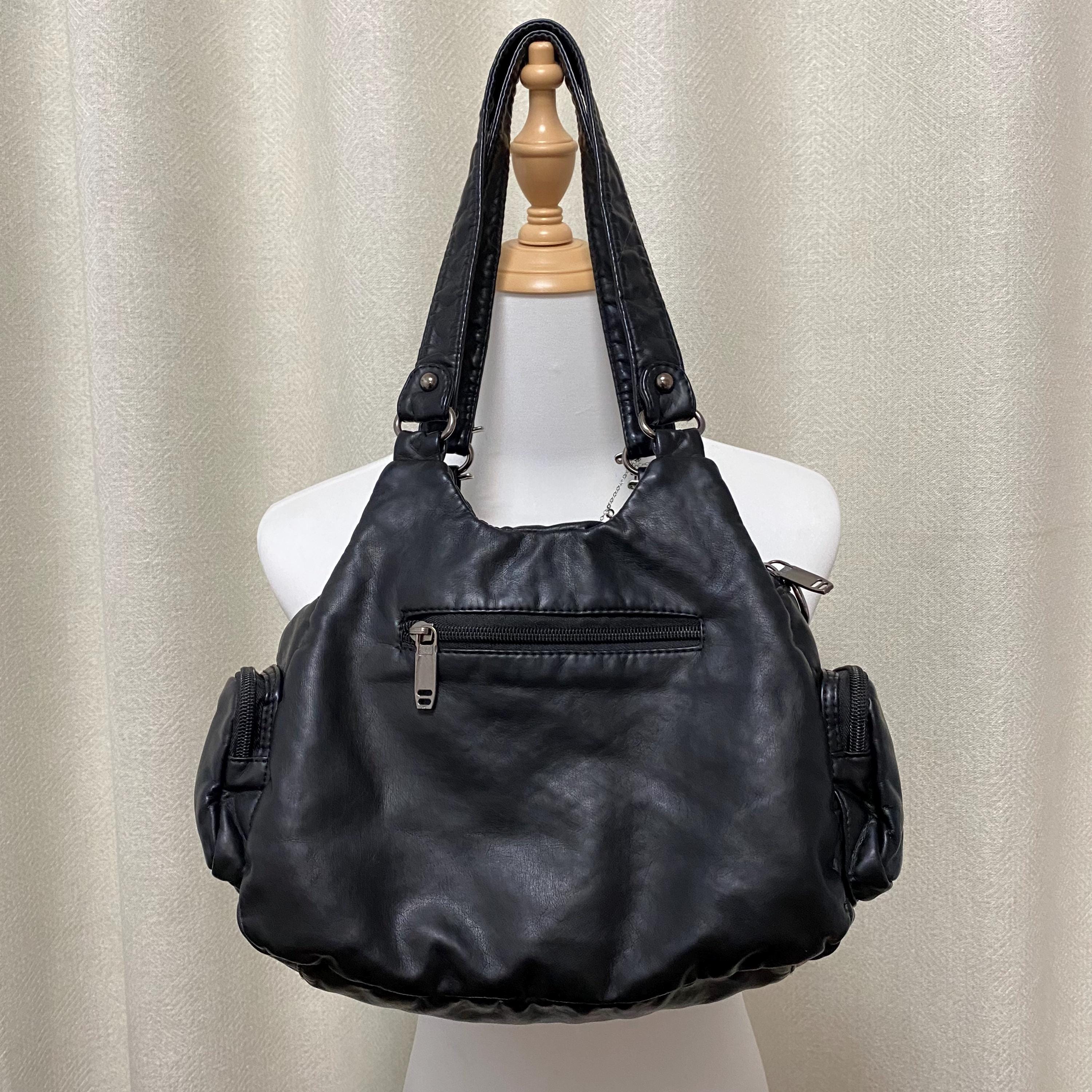 design leather west bag Y2K お兄さん系 kmrii Black Mini Leather Y2K Bag - Retro Gothic Aesthetic Handbag – The