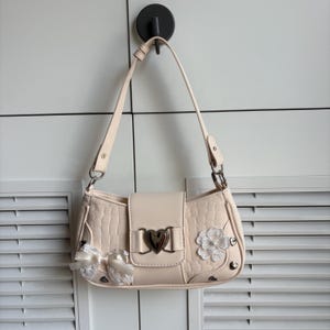 Bolso de hombro súper lindo, hecho a mano, en color rosa roto, bolso Y2K, mini bolso de mano, lindo bolso de cuero para mujer, niña, fiesta