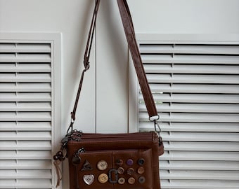 super cute handmade remake shoulder bags Button leather bag y2k corssbody bag cute handbags for women gril party travel bag
