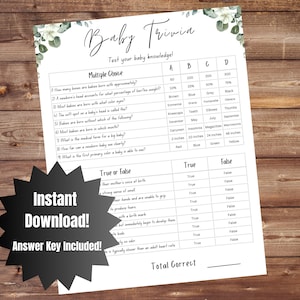 Baby Trivia Shower Game Baby Trivia Baby Shower Game Baby Shower Trivia Game Fun Baby Shower Trivia Game Baby Shower Trivia Game Printable