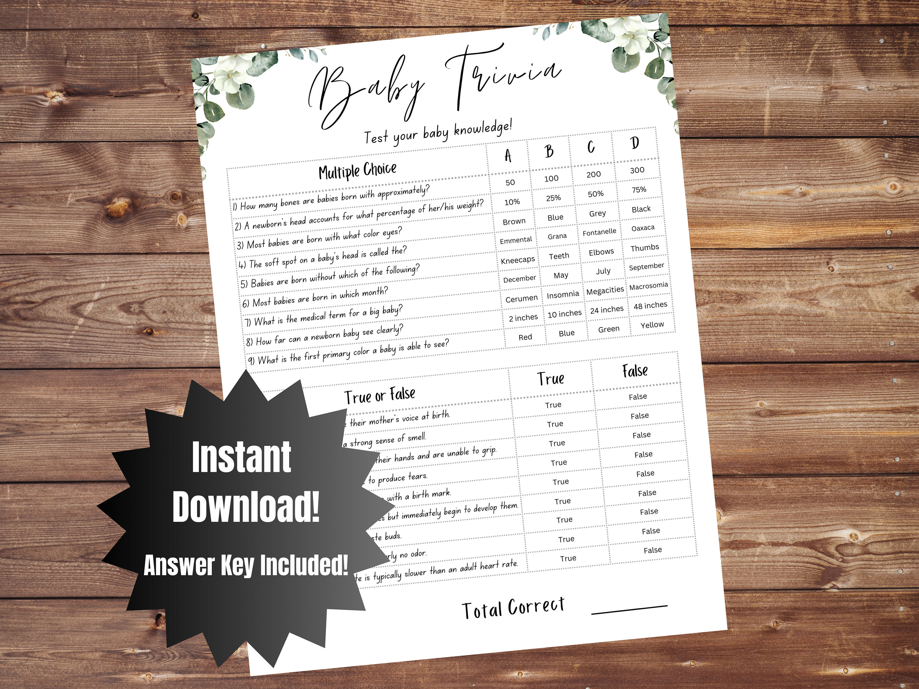 Baby Trivia Shower Game Baby Trivia Baby Shower Game Baby Shower Trivia Game Fun Baby Shower Trivia Game Baby Shower Trivia Game Printable